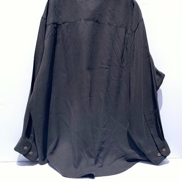 VTG Men’s Cypress Grove 100% Silk Long Sleeve Button Down Shirt, Black XXL - Picture 5 of 8